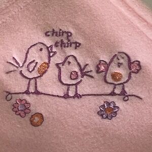 Fisher-Price Pink Fleece Baby Blanket embroidered Birds Chirp Chirp 30x40 HTF